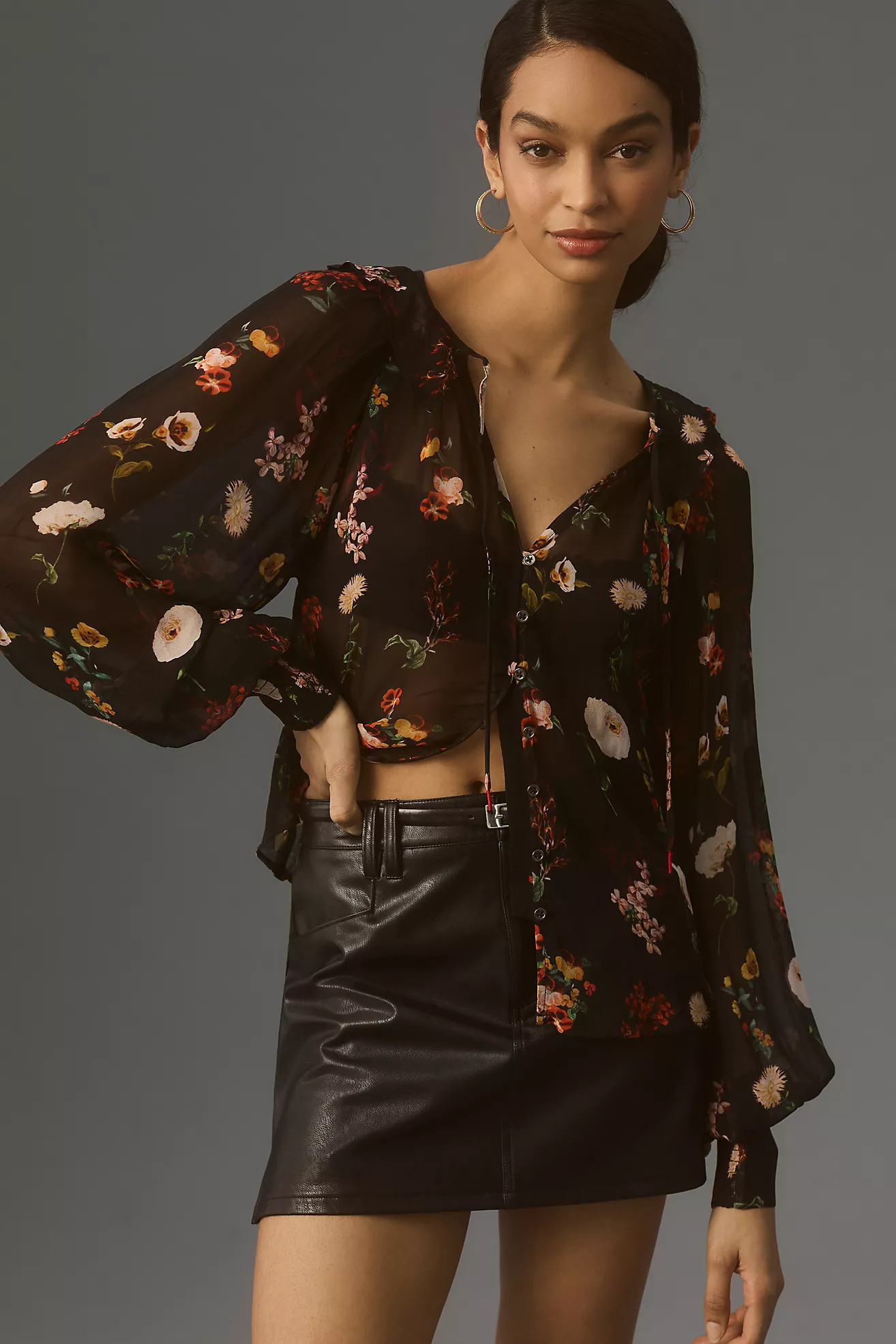 Maeve Sheer Buttondown Blouse | Anthropologie (US)