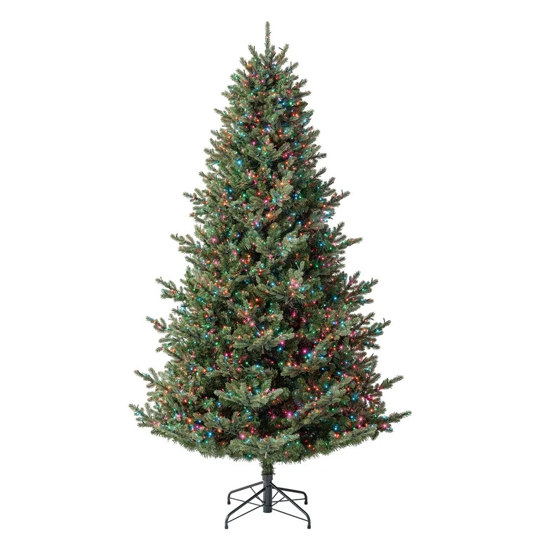 My Texas House 7.5' Pre-Lit Grand Spruce Green Artificial Christmas Tree with LumaDazzle Color-Ch... | Walmart (US)