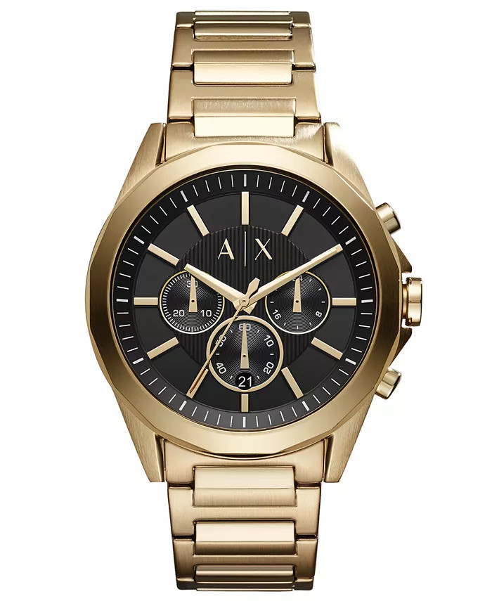 Men's Chronograph  Gold-Tone Stainless Steel Bracelet Watch 44mm | Macys (US)