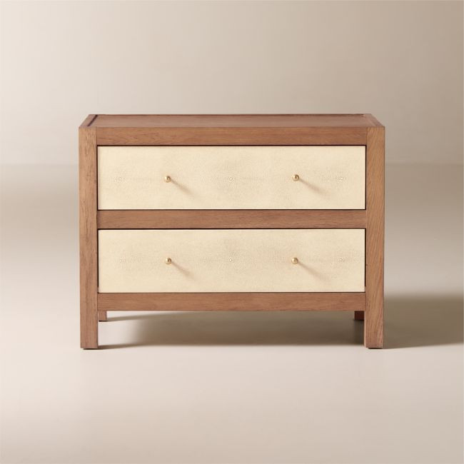 Layton 30"" White Oak and Shagreen 2-Drawer Nightstand | CB2
