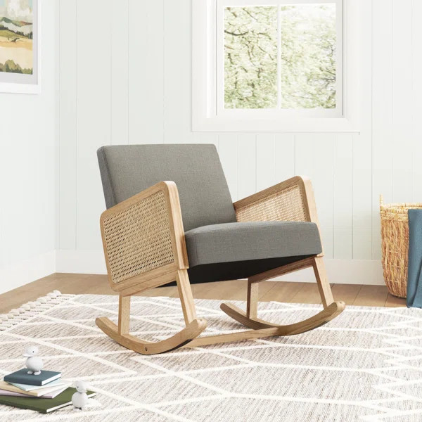 Adena Rocking Chair With Rattan Arms | Wayfair North America