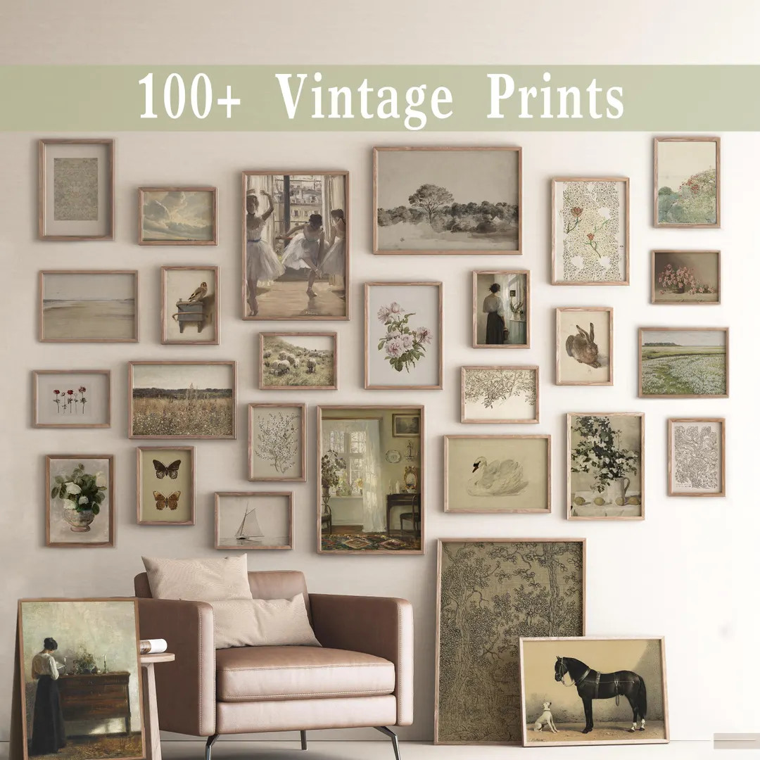 Printable Vintage Gallery Wall Set | French Country Decor | Neutral Gallery Wall Prints | Vintage... | Etsy (US)