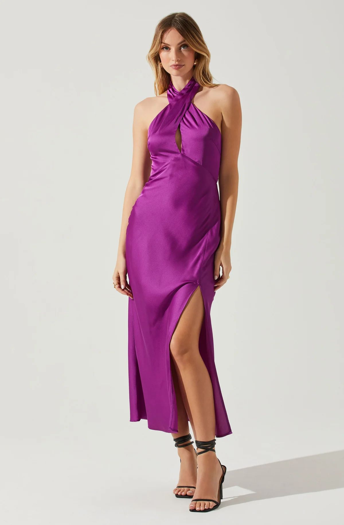 Marissa Satin Halter Neck Midi Dress | ASTR The Label (US)