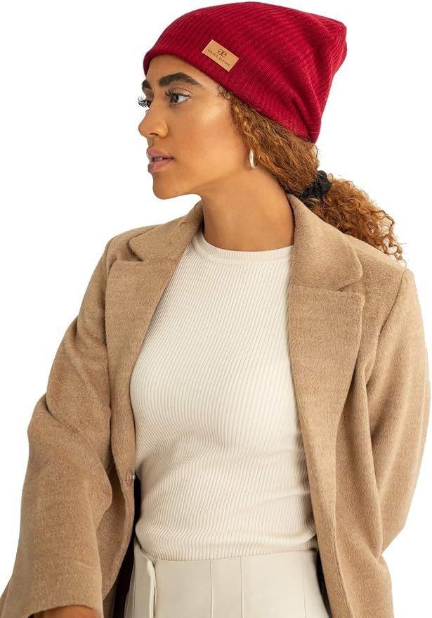 Grace Eleyae GE Adjustable Satin Lined Wool Winter Cap Silky Sleeping Beanie Hat, Wine Red at Ama... | Amazon (US)