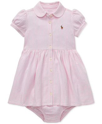 Polo Ralph Lauren Baby Girls Striped Knit Oxford Dress - Macy's | Macy's
