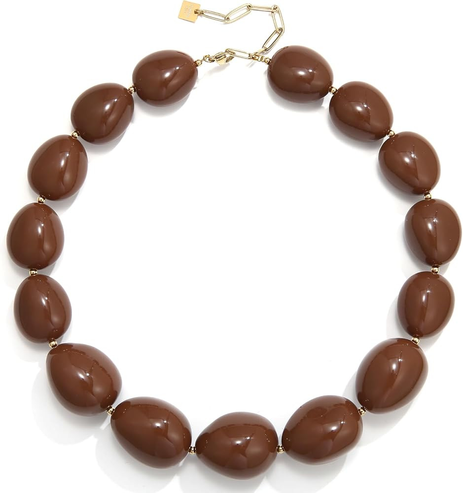 Chunky Resin Beaded Necklaces for Women Colorful Statement Boho Necklace Summer Jewelry Bead Chok... | Amazon (US)