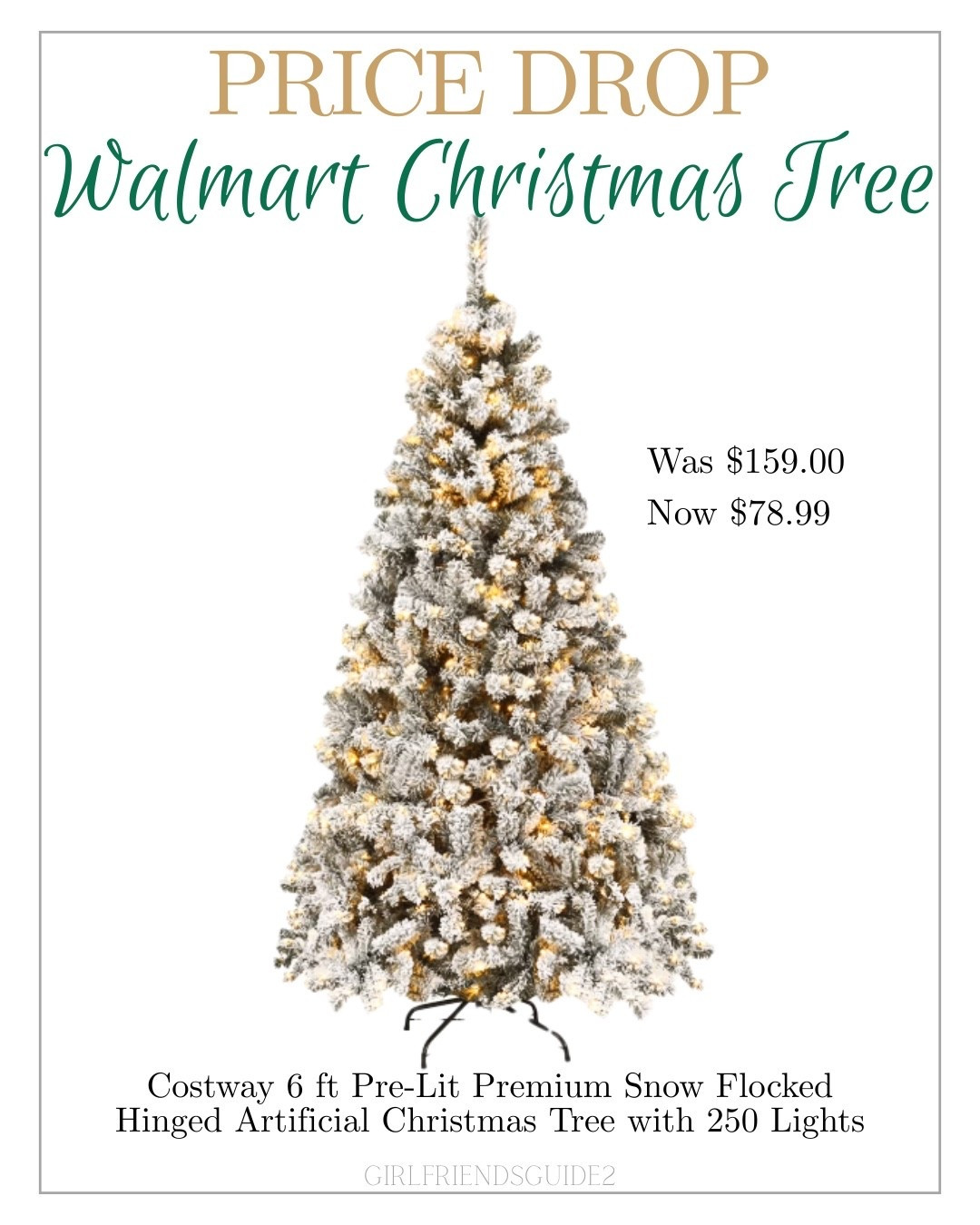 On sale now! Walmart Costway Christmas trees! Comes in sizes from 4.5ft to 9ft. Realistic snow flocked, 250 warm white LED lights, easy to assemble. 

#christmastree #walmart 

#LTKHoliday #LTKSeasonal #LTKHome