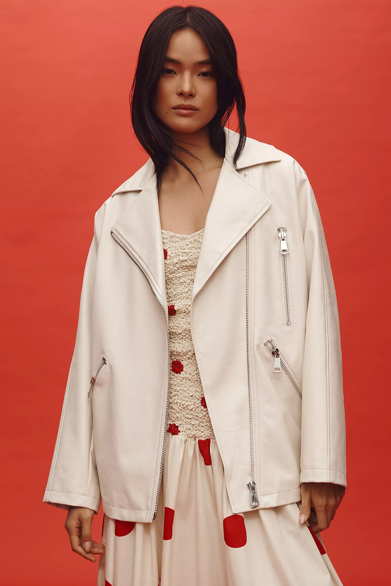 Maeve Oversized Faux-Leather Moto Jacket | Anthropologie (US)