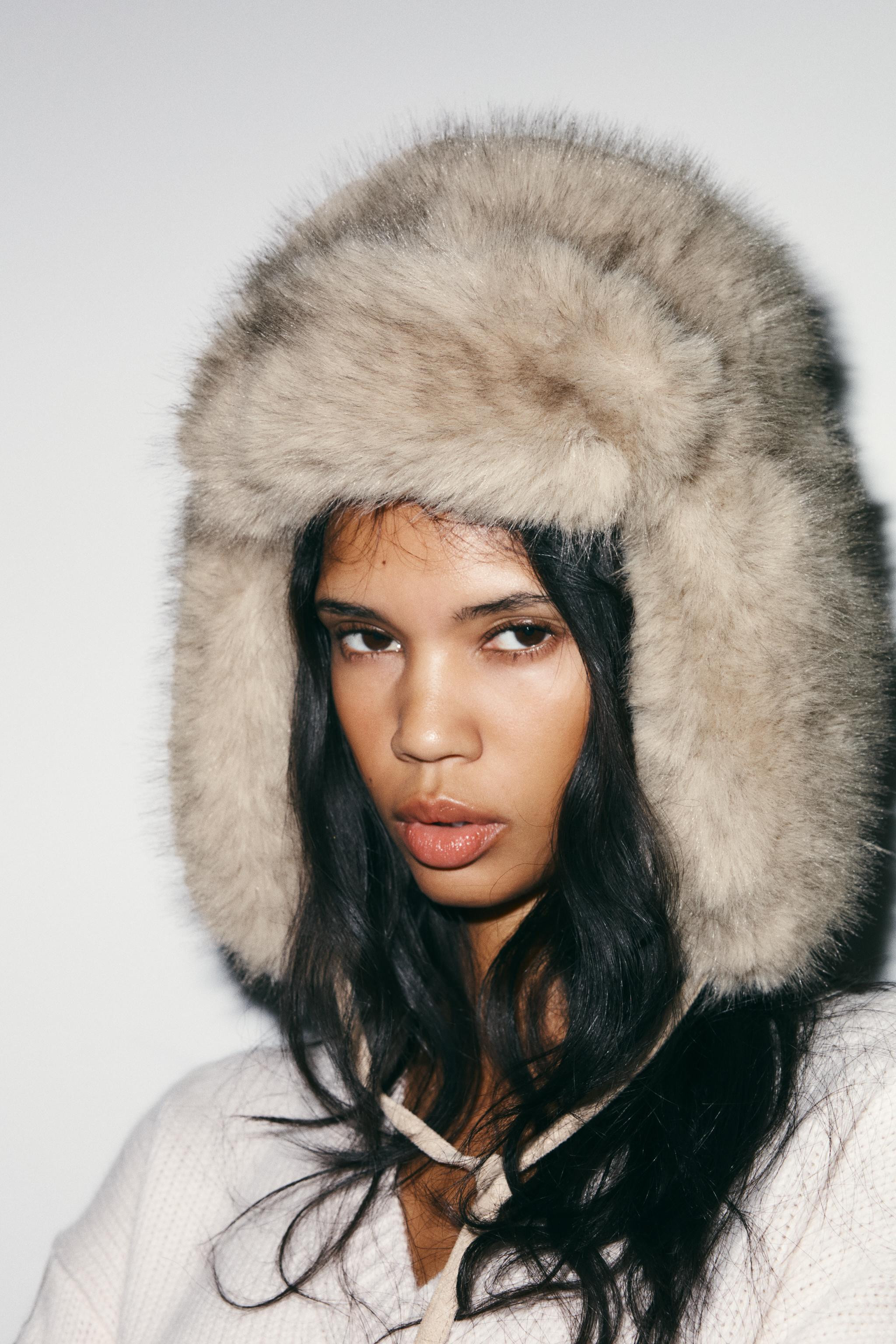 FAUX FUR AVIATOR HAT | Zara US