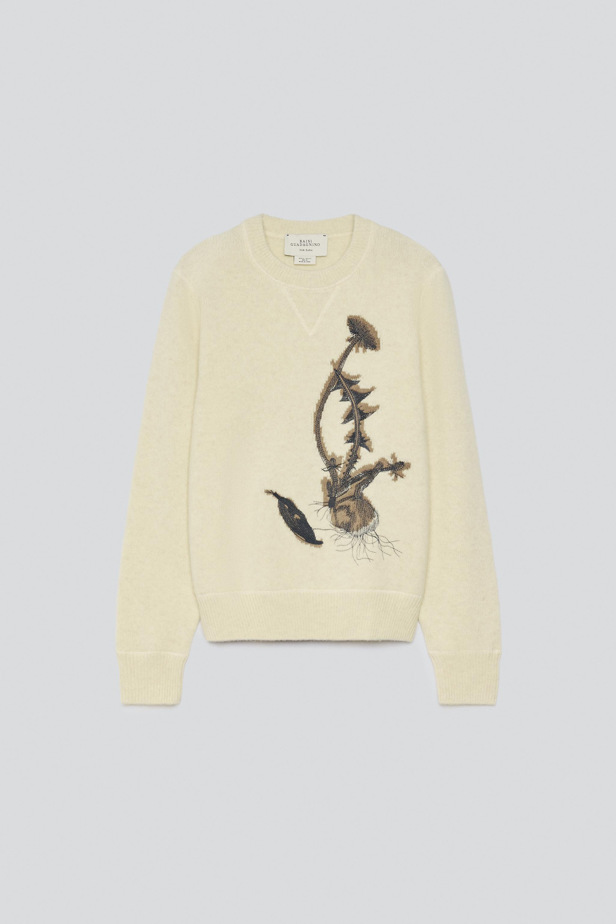 Zara - Intarsia Embroidered Wool Jumper - Cream - M - Man | Zara UK