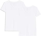 Amazon Brand - Meraki Women's V Neck T-Shirt, 2 Pack, White, EU S (US 4-6) | Amazon (US)