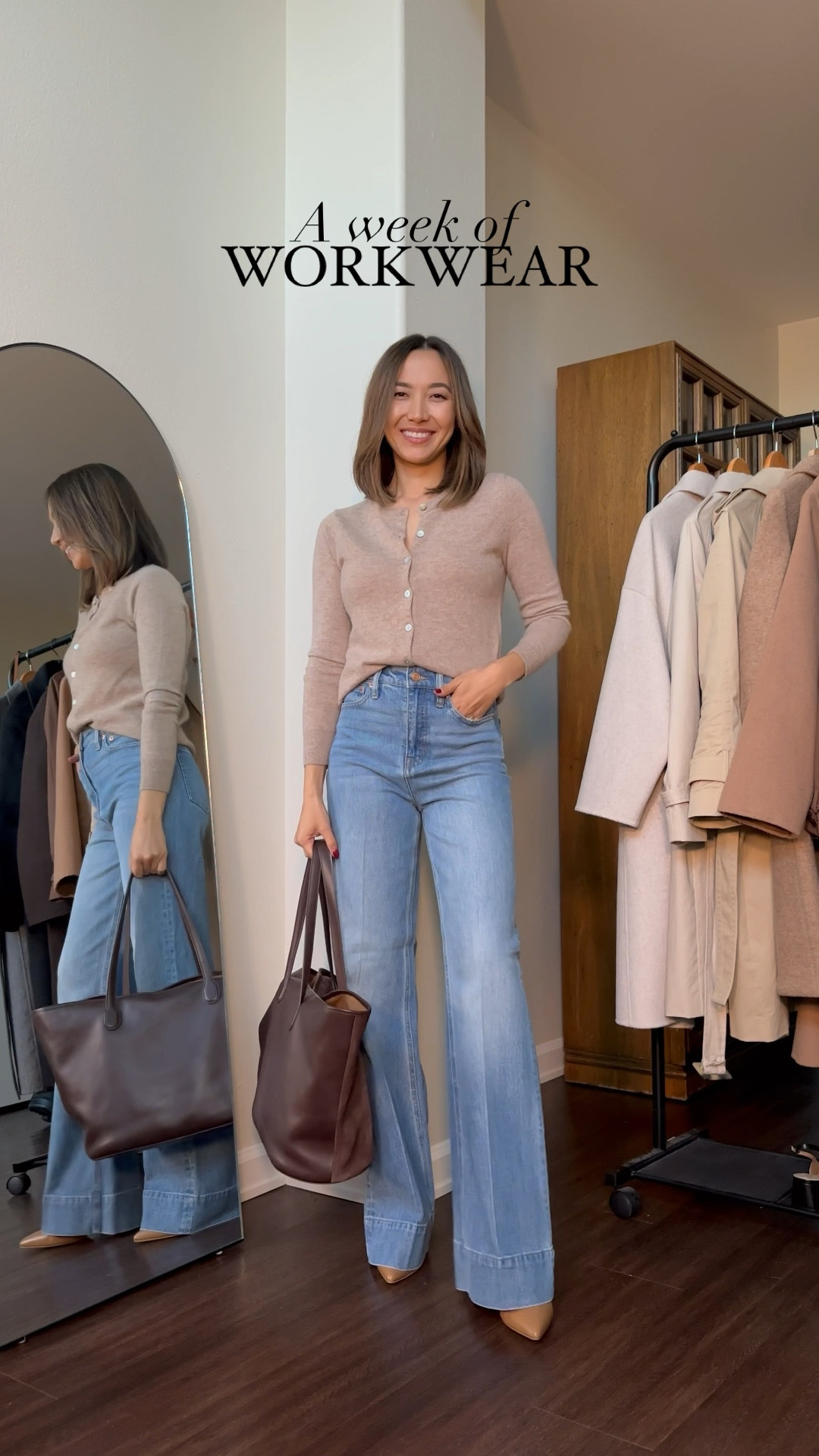 A week of fall workwear / smart casual/ business casual work outfits 

Sweaters xs 
Abercrombie tailored pants tts 25 standard [25% off early access for AF members + use code CYBERAF for additional 15% off]
Jcrew wide leg flare jeans runs a bit large! I’m wear standard but could have gone with petite 
Jcrew corduroy black pants - runs a little big wearing 25 classic 
Flats Birdies runs half a size small
Boots linked similar options 



#LTKworkwear