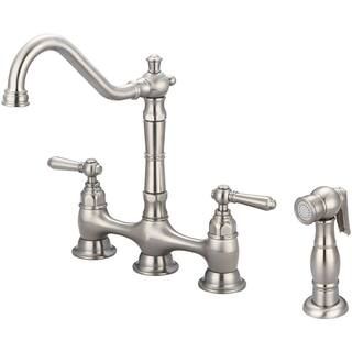 Americana 2-Handle Bridge Kitchen Faucet with Side Sprayer in Brushed Nickel | The Home Depot