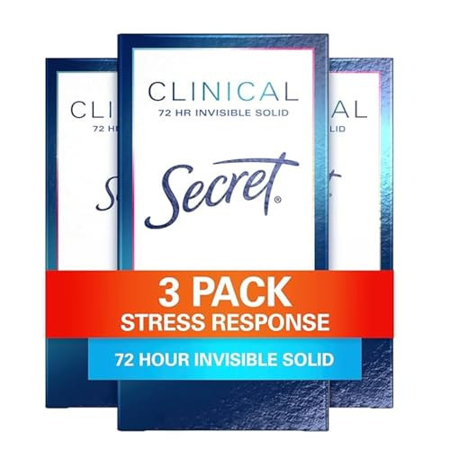 Secret Clinical Strength Antiperspirant Deodorant for Women, Stress Response, 100hr Sweat & Odor Protection, 3X Stress Protection with Hyaluronic Acid, PH Balanced, Invisible Solid, 1.6 oz (Pack of 3) | Amazon (US)