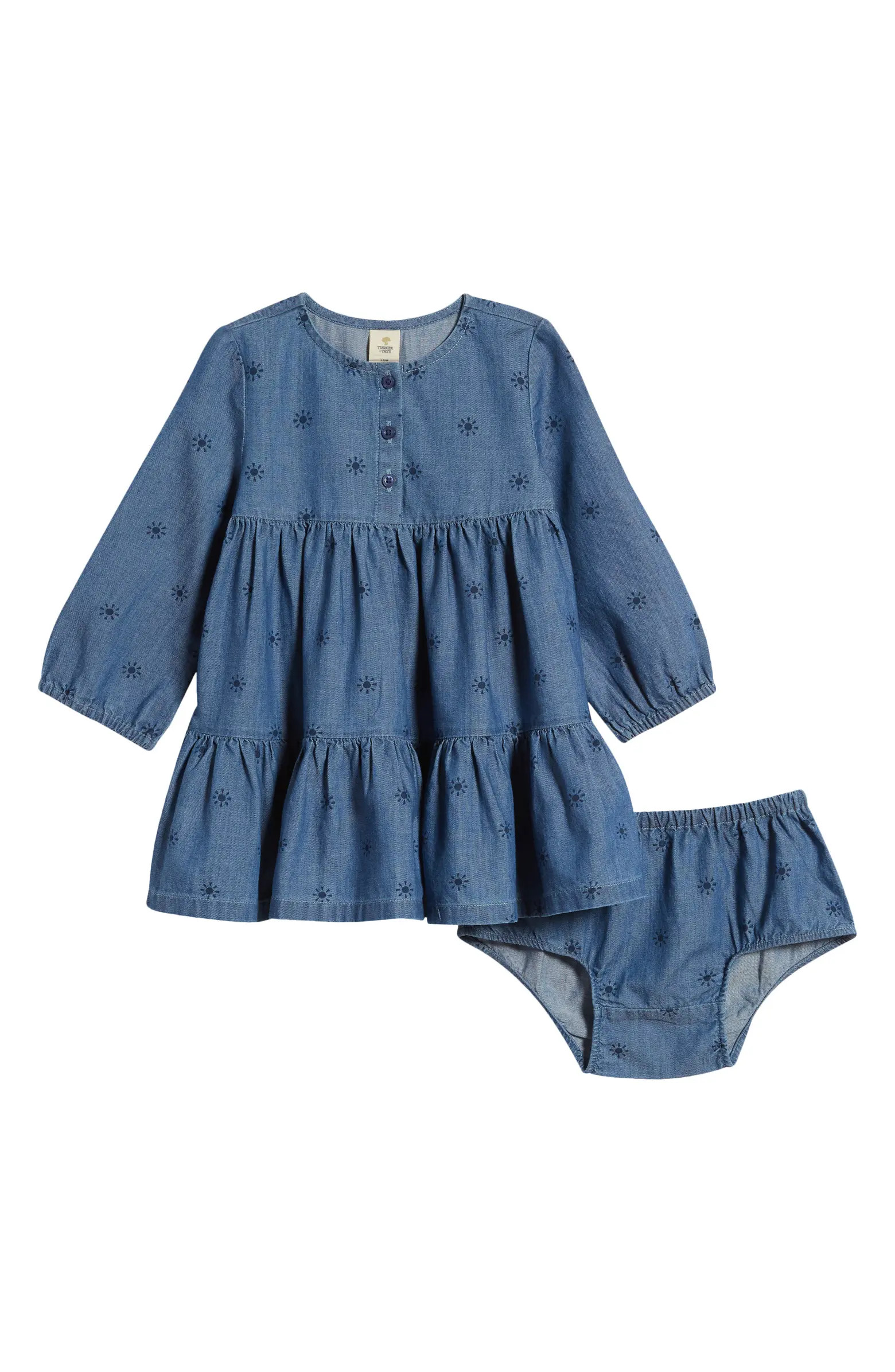 Tucker + Tate Print Long Sleeve Cotton Tiered Dress | Nordstrom | Nordstrom