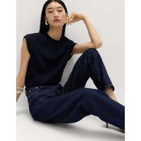 M&S Mom High Waisted Ankle Grazer Jeans Indigo Mix | Marks & Spencer (UK)