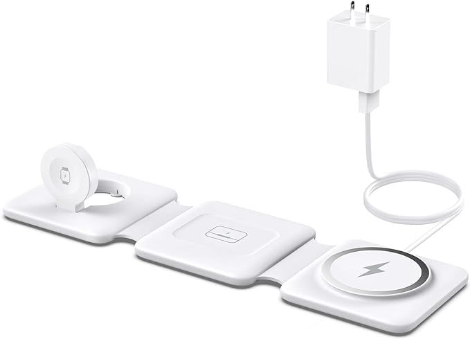 Charging Station for Apple Multiple Devices - 3 in 1 Foldable Magnetic Wireless Charger Dock - Tr... | Amazon (US)