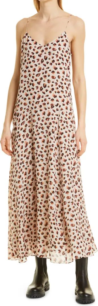 Theory Cami Leopard Print Asymmetric Silk Maxi Dress | Nordstrom | Nordstrom