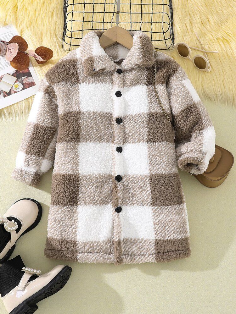 Toddler Girls Buffalo Plaid Pattern Flannel Coat | SHEIN