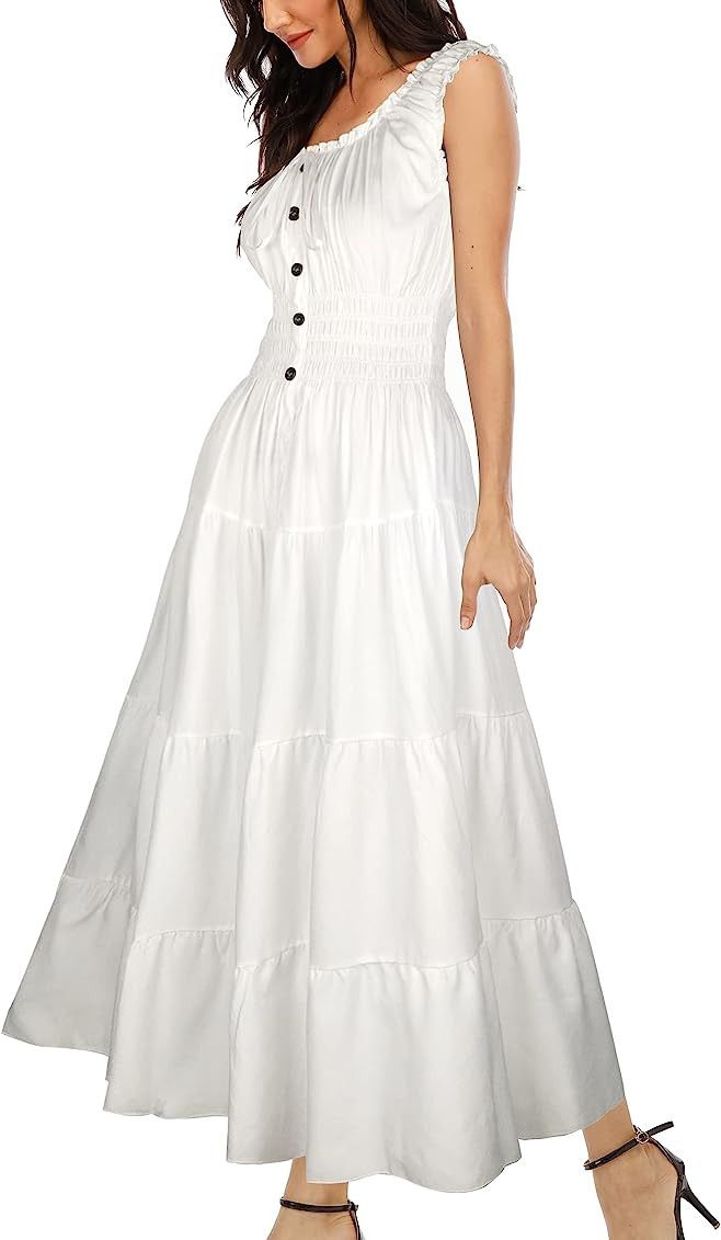 Women’s Sleeveless Summer Flowy Printed Boho Maxi Long Dress Dresses for Wedding Guest | Amazon (US)