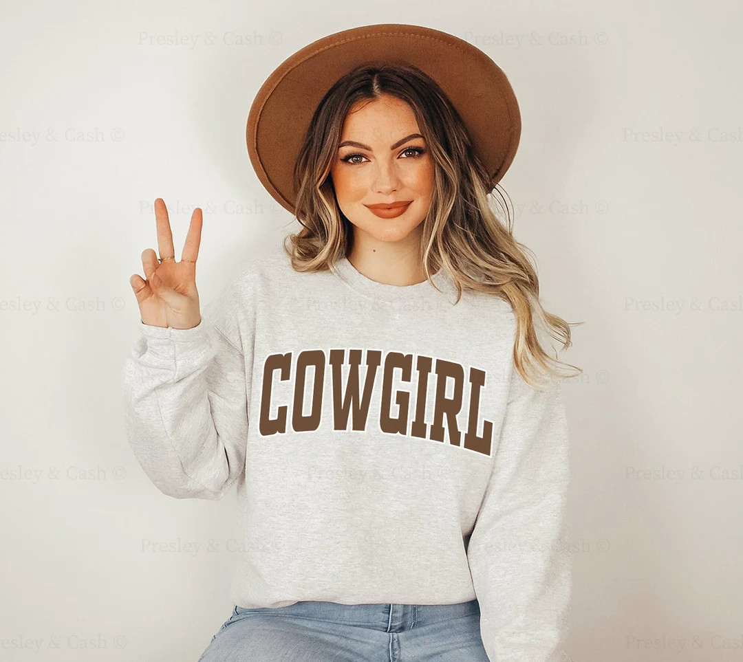 Cowgirl Sweatshirt Oversized Western Crewneck Retro Rodeo Hoodie Country Music Shirt Brown Aesthe... | Etsy (US)