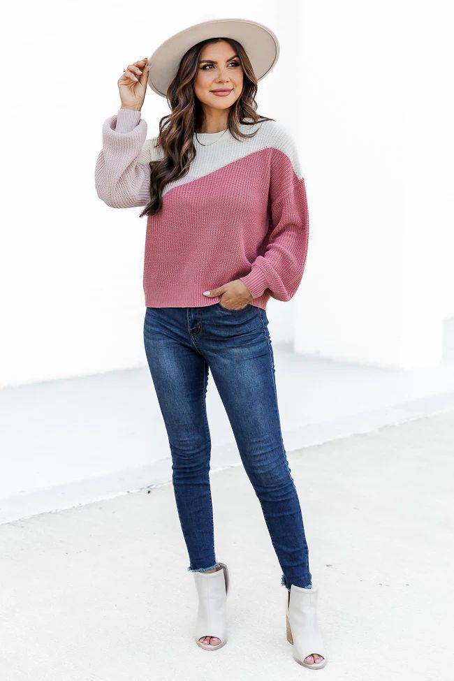 Fond Of You Pink Colorblock Sweater | Pink Lily