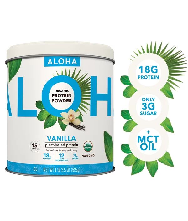 ALOHA Plant Based Protein Powder, Vanilla, 18g Protein, 1.2lb, 18.5oz | Walmart (US)