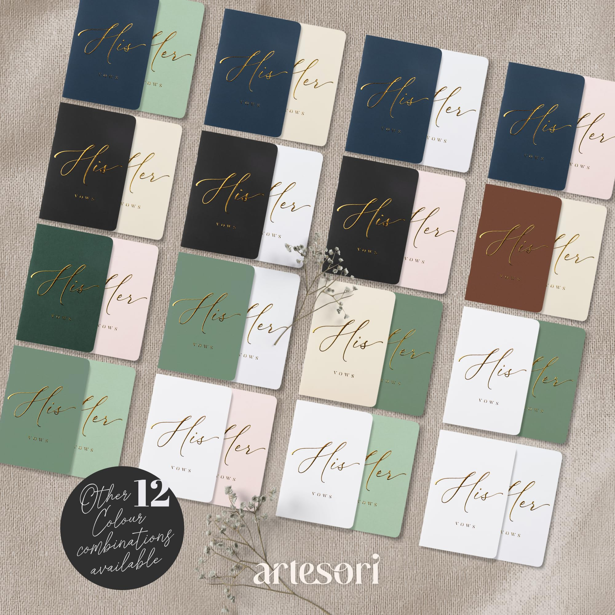 ARTESORI Wedding Vow Book for Her & Him, Soft Touch, Gold Foil Engraving, 28 Lined Pages, Wedding... | Amazon (US)