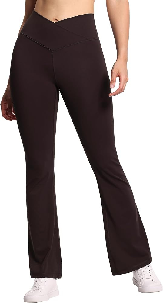 THE GYM PEOPLE Women's Crossover High Waist Flare Workout Leggings Bootcut Bell Bottom Yoga Pants... | Amazon (US)