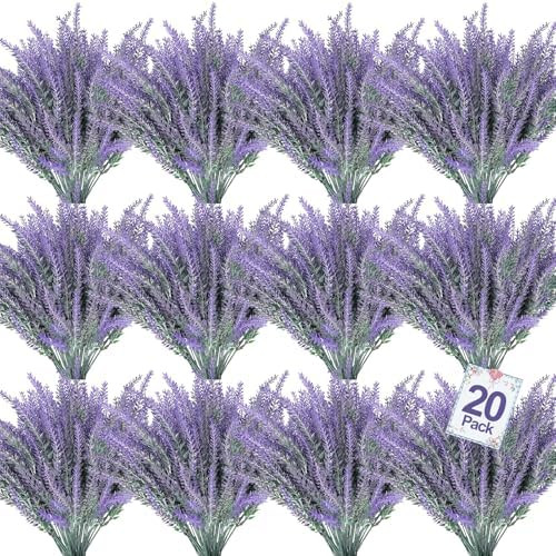TURNMEON 20 Bundles Artificial Lavender Flowers for Outdoors Summer Decor,UV Resistant No Fade Fa... | Amazon (US)