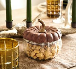Glass Pumpkin Lidded Snack Bowl | Pottery Barn (US)