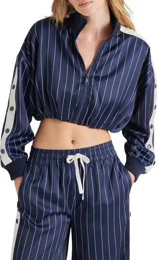 Steve Madden Beckham Pinstripe Crop Satin Jacket | Nordstrom | Nordstrom
