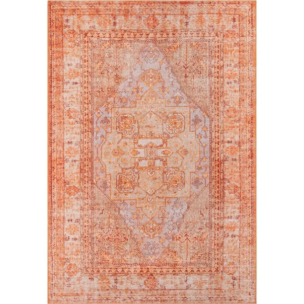 Well Woven Nile Gila Vintage Bohemian Medallion Botanical Border Rust 7'7" x 9'6" Machine Washabl... | Walmart (US)