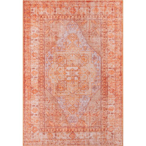 Well Woven Nile Gila Vintage Bohemian Medallion Botanical Border Rust 7'7" x 9'6" Machine Washabl... | Walmart (US)