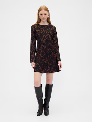 Satin Boatneck Mini Dress | Gap Factory