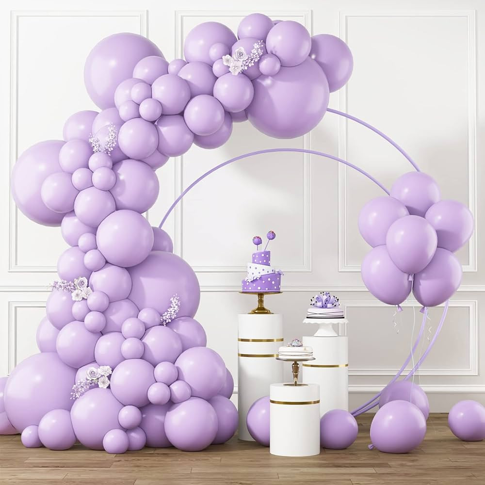 RUBFAC Pastel Purple Balloons Different Sizes 105pcs 5/10/12/18 Inch for Garland Arch, Purple Lat... | Amazon (US)