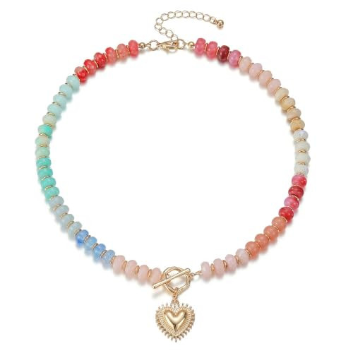kdraco Chunky Heart Necklaces for Women, Colorful Resin Beaded Necklaces, Trendy Statement Jewelry Gift | Amazon (US)