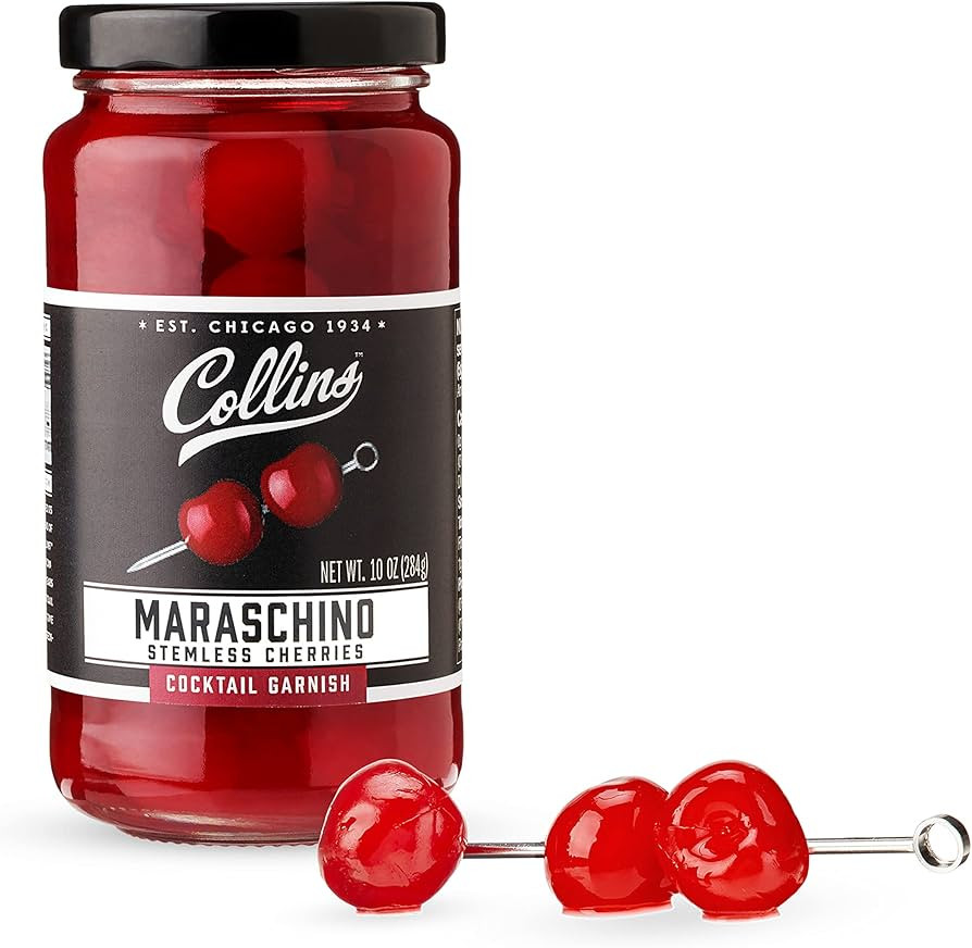 Collins Stemless Maraschino Cherries, Garnish for Cocktails, Desserts, Manhattans, and Old Fashio... | Amazon (US)