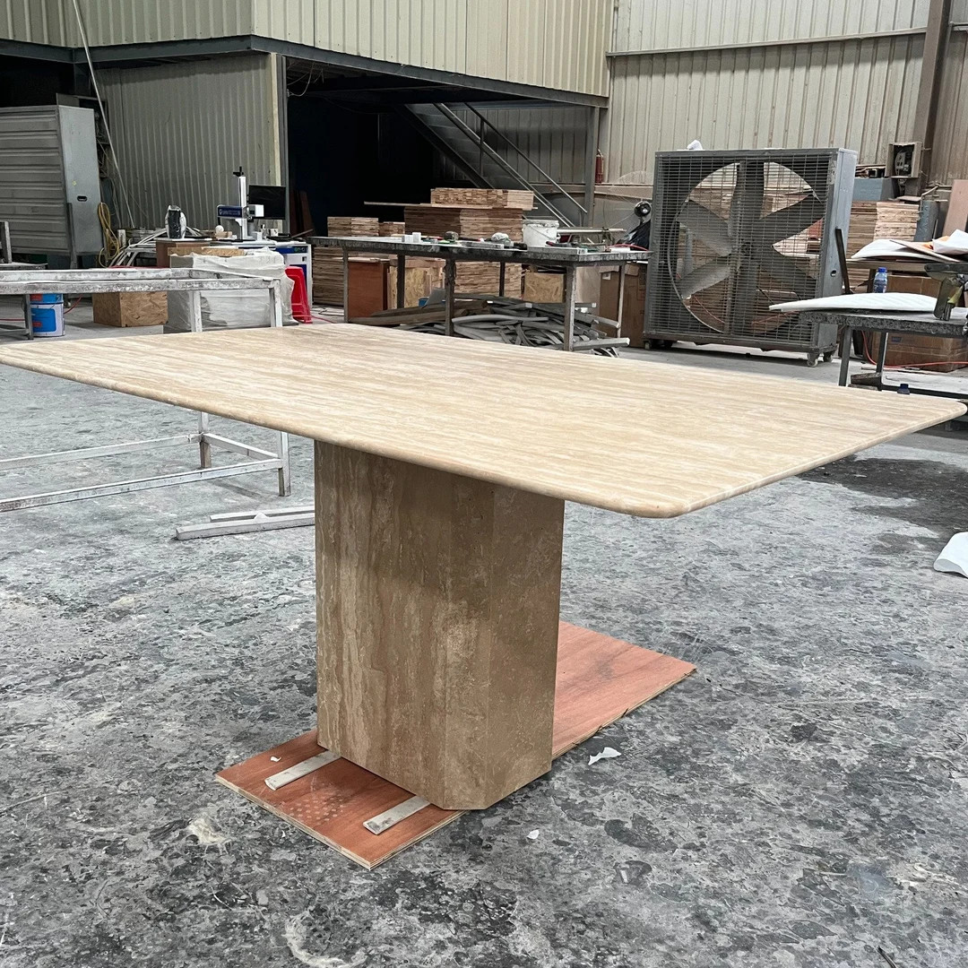 Travertine Dining Table | Made to Order @categoryisstone | Etsy (US)