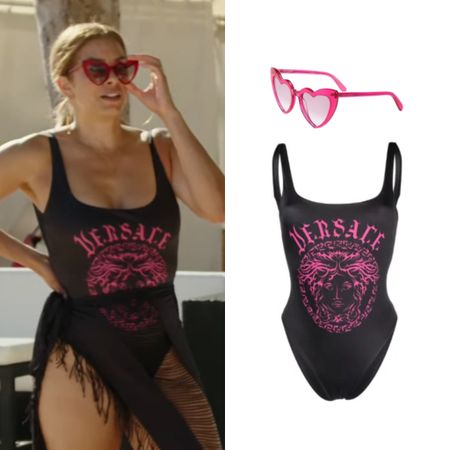 Robyn Dixon’s Black One Piece Swimsuit and Heart Sunglasses