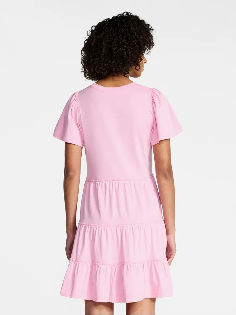 Time and Tru Women's and Women’s Plus Cotton Swing Dress with Short Sleeves, Sizes XS-4X | Walmart (US)