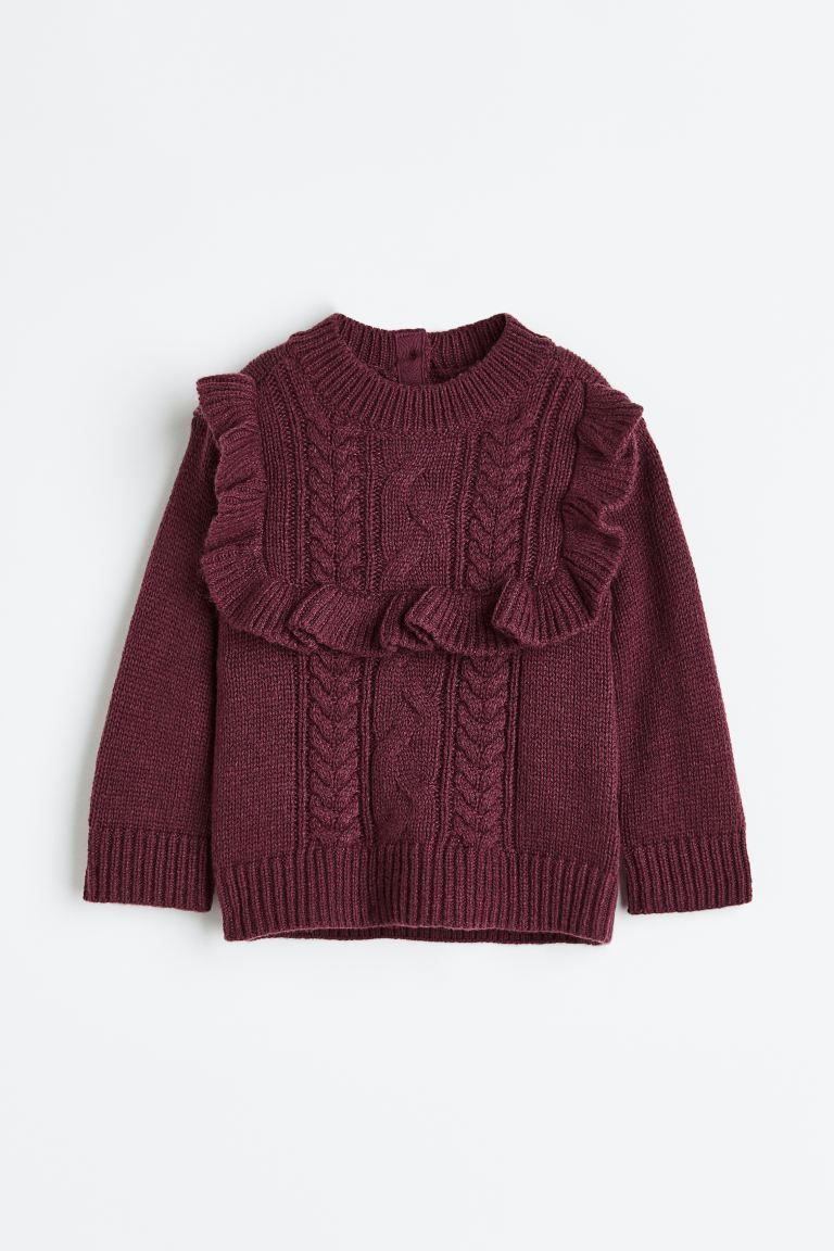 Ruffle-trimmed Sweater - Plum purple - Kids | H&M US | H&M (US + CA)