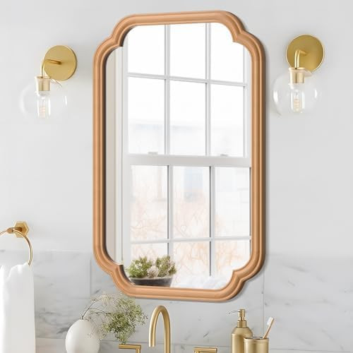 WallBeyond 20" x 30" Rounded Corner Arch Wall Mirror with Wood Frame for Entryway, Living Room or... | Amazon (US)