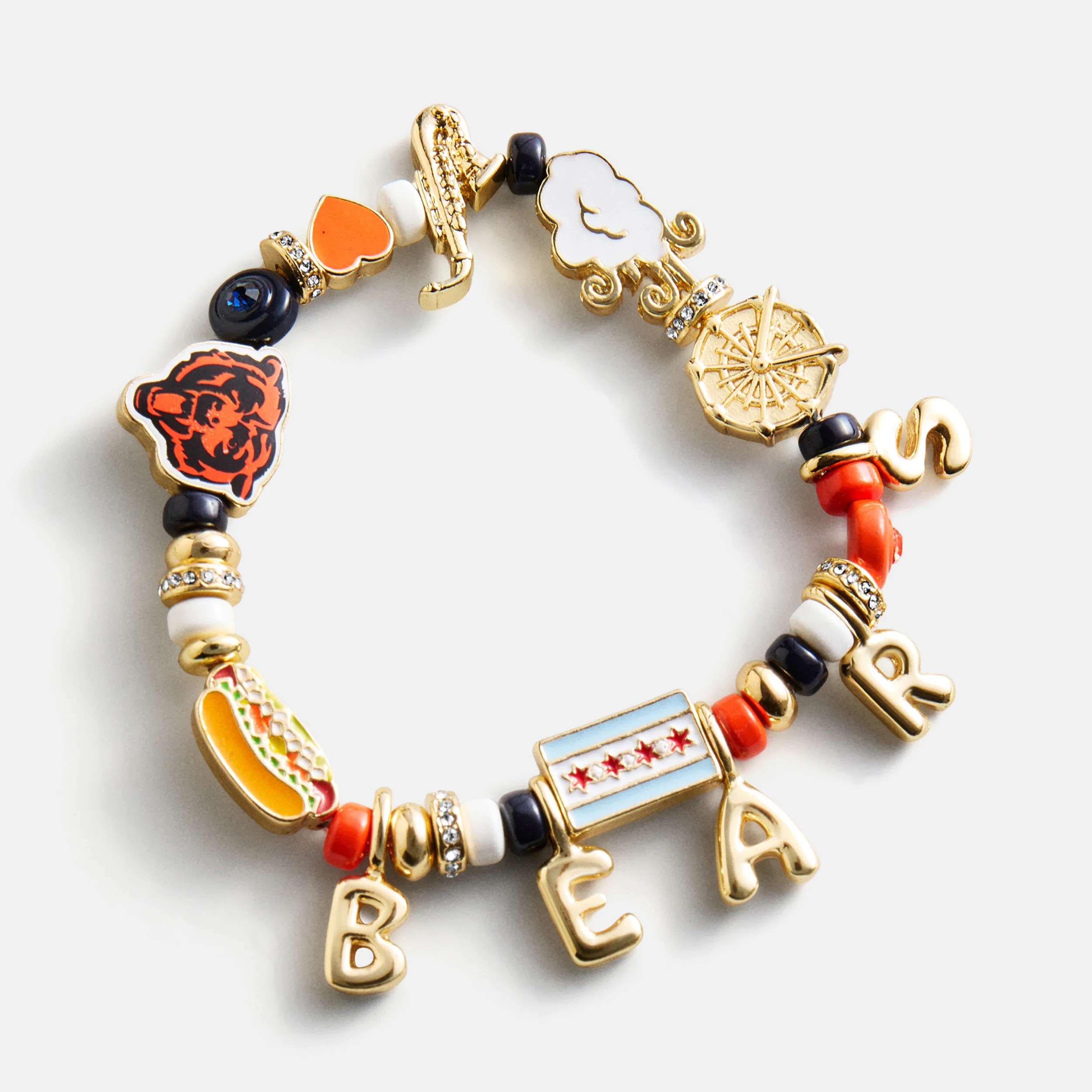 NFL Beaded Charm Bracelet - Chicago Bears | BaubleBar