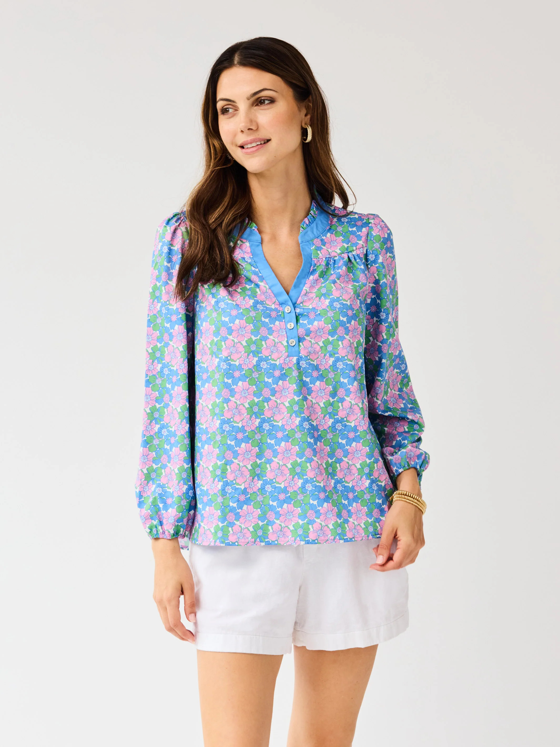 Gianna Top | Vintage Posies Blue | Mary Square