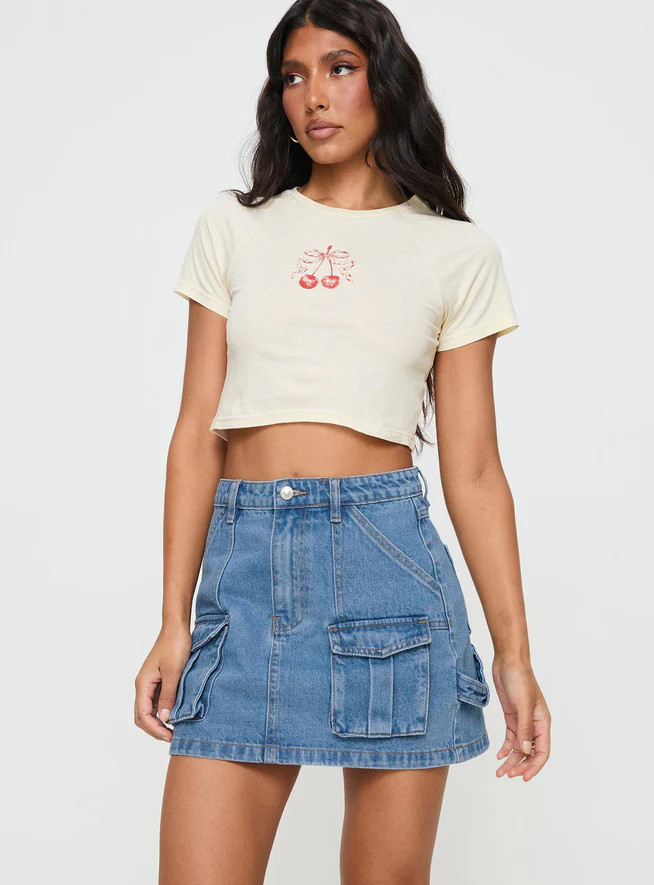 Chillders Denim Mini Skirt Mid Wash Tall | Princess Polly US