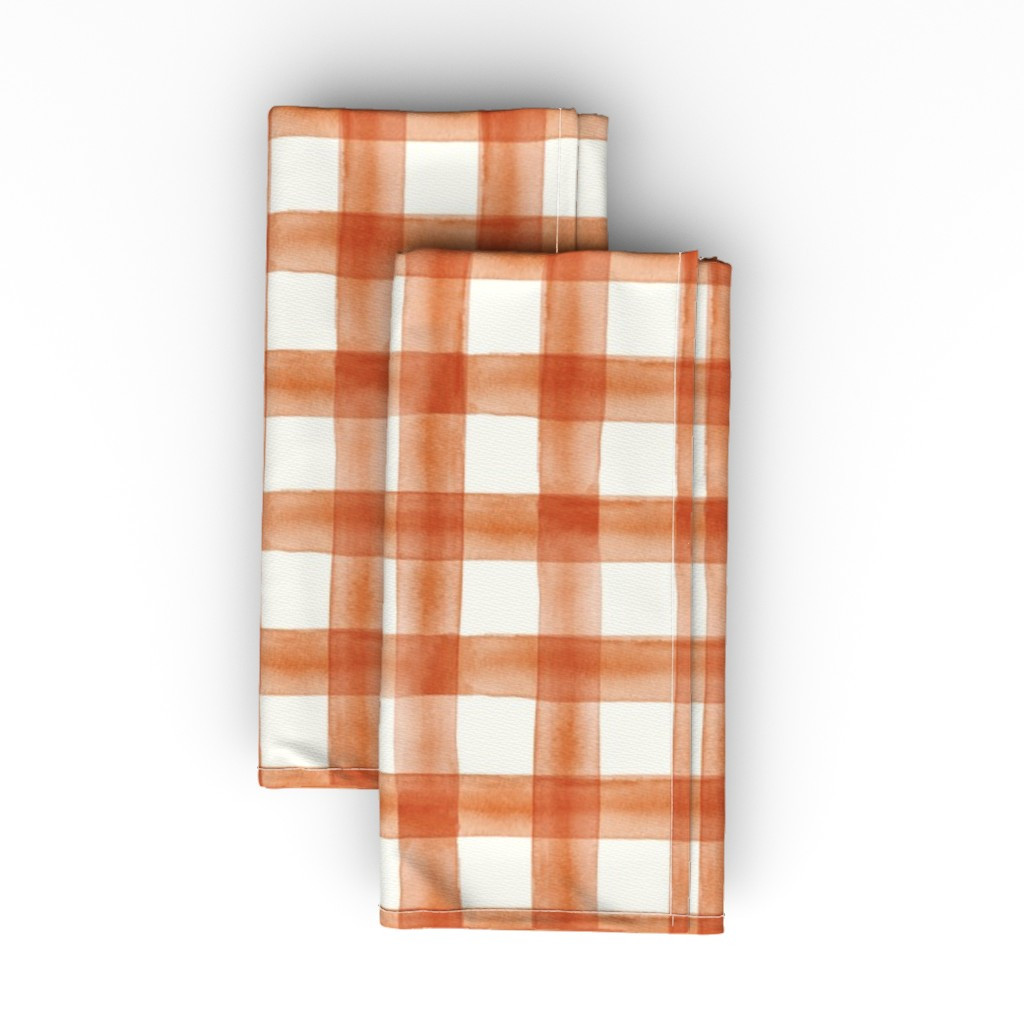 Cloth Napkins: Pumpkin Spice Watercolor Plaid - Fall - Thanksgiving - Lad19 Cloth Napkin, Linen Cott | Shutterfly