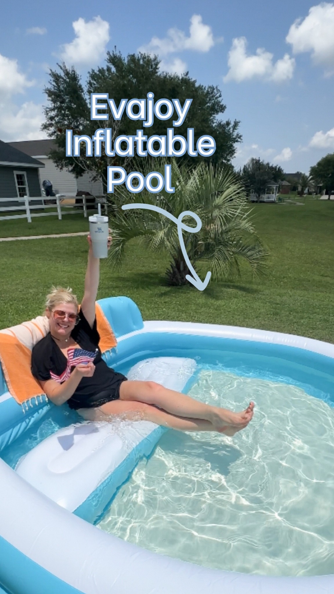 🇺🇸 This backyard blow up pool is the PERFECT size! My husband and I both have a place to lean back and relax in this summer. I can’t believe it was so affordable. 

‼️ Under $100 at Walmart and currently on sale!! 

#LTKFindsUnder100 #LTKFamily #LTKSwim
