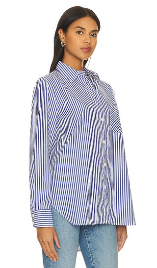 Maxine Button Down Shirt in Blue Stripe | Revolve Clothing (Global)