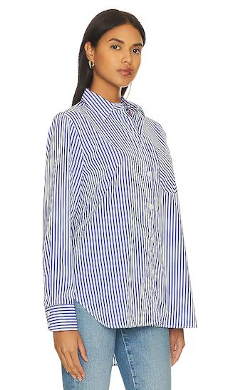 Maxine Button Down Shirt in Blue Stripe | Revolve Clothing (Global)